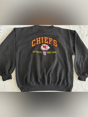 Vintage 90s Kansas City Chiefs Black Crewneck Pro Line NFL Crewneck XL XXL